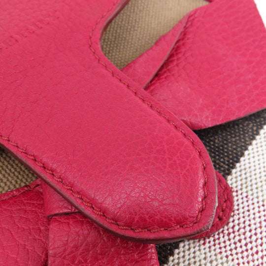 BURBERRY Shoulder Bag leather Red Mini cross body Women Used Authentic