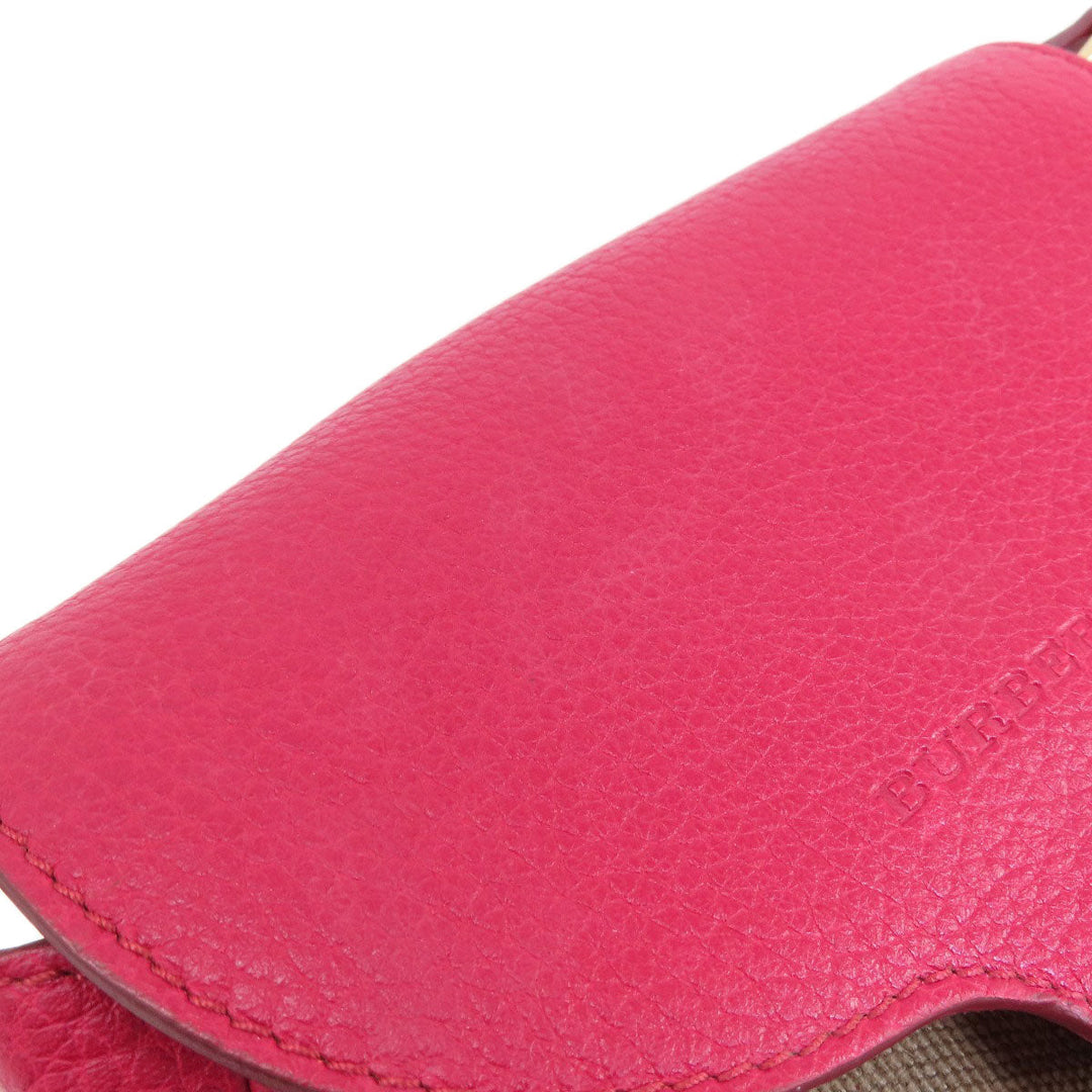 BURBERRY Shoulder Bag leather Red Mini cross body Women Used Authentic