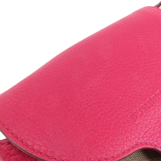 BURBERRY Shoulder Bag leather Red Mini cross body Women Used Authentic