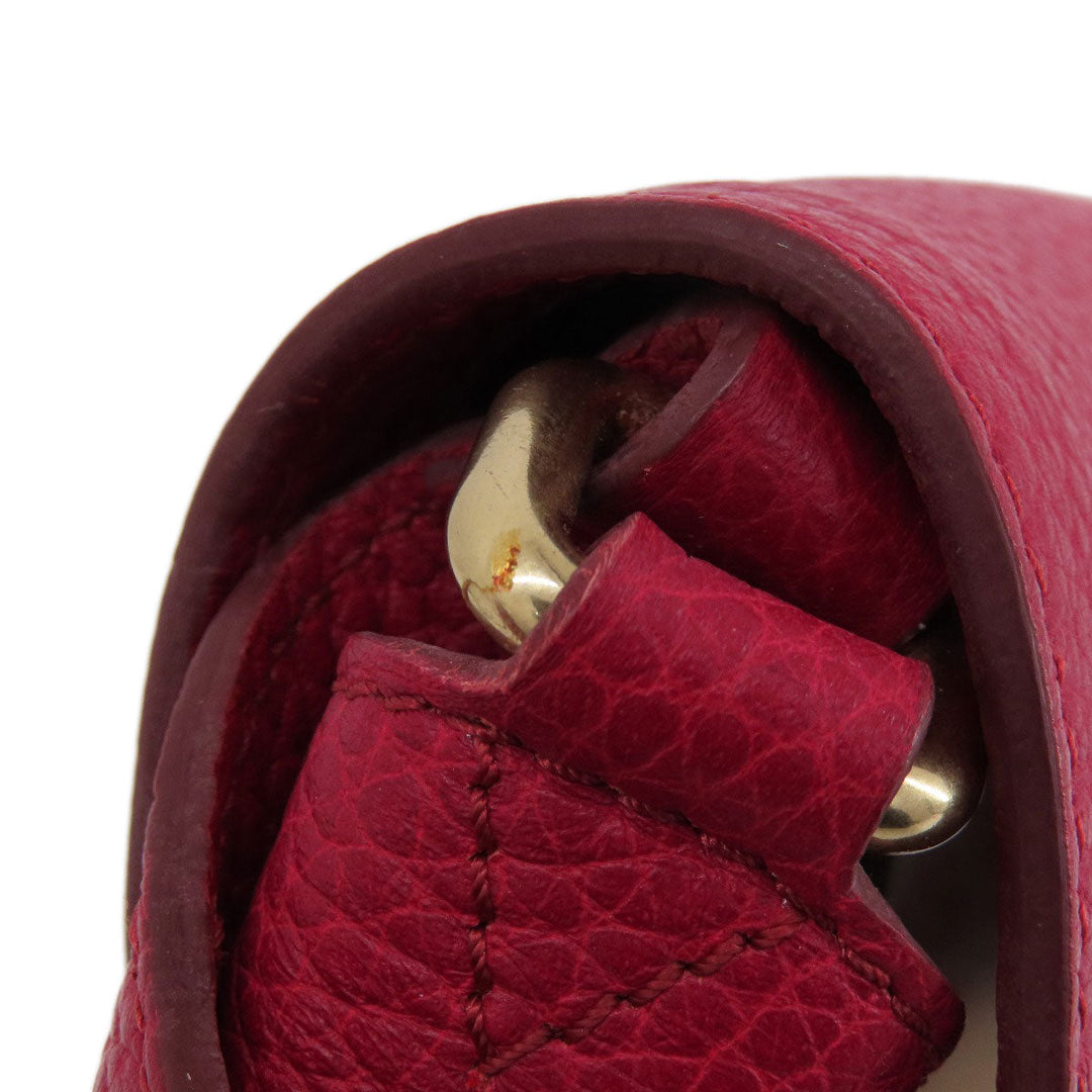 BURBERRY Shoulder Bag leather Red Mini cross body Women Used Authentic