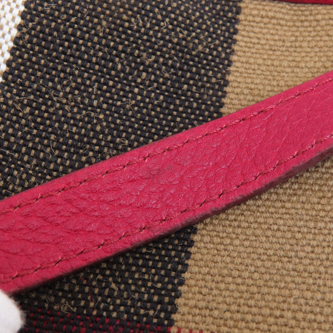 BURBERRY Shoulder Bag leather Red Mini cross body Women Used Authentic