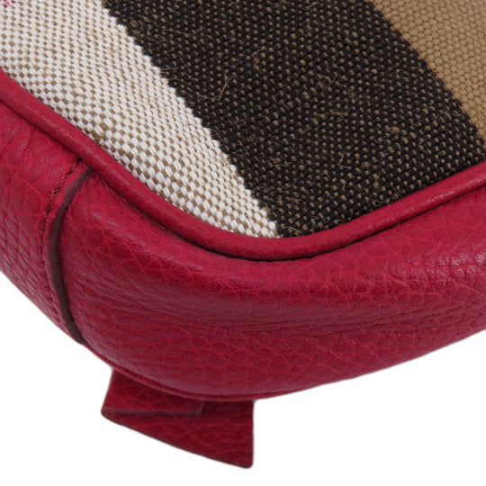 BURBERRY Shoulder Bag leather Red Mini cross body Women Used Authentic