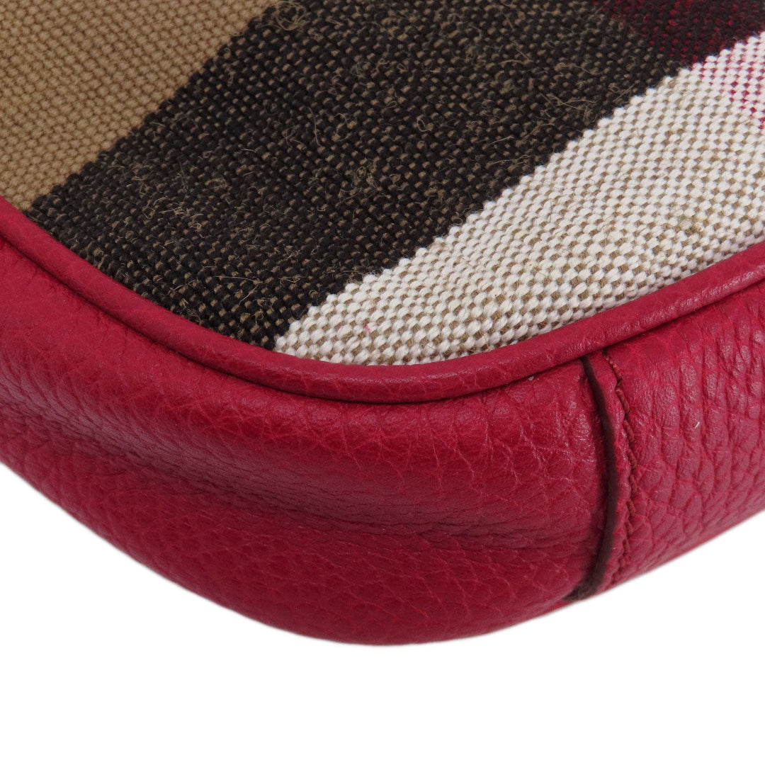 BURBERRY Shoulder Bag leather Red Mini cross body Women Used Authentic