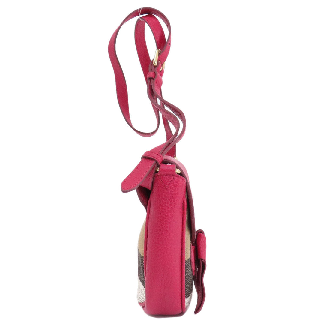 BURBERRY Shoulder Bag leather Red Mini cross body Women Used Authentic