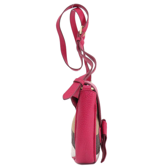 BURBERRY Shoulder Bag leather Red Mini cross body Women Used Authentic