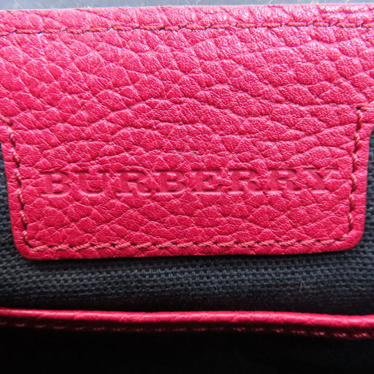 BURBERRY Shoulder Bag leather Red Mini cross body Women Used Authentic
