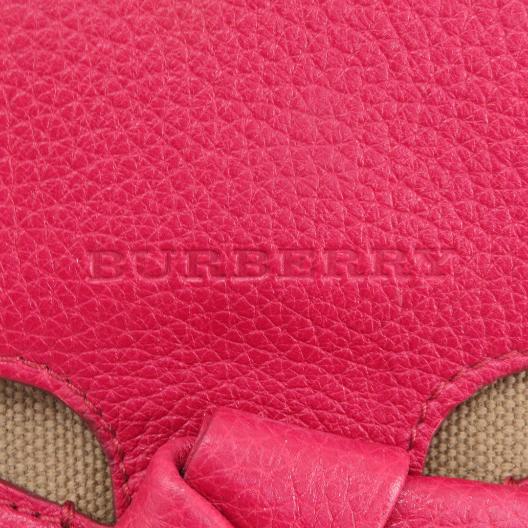 BURBERRY Shoulder Bag leather Red Mini cross body Women Used Authentic