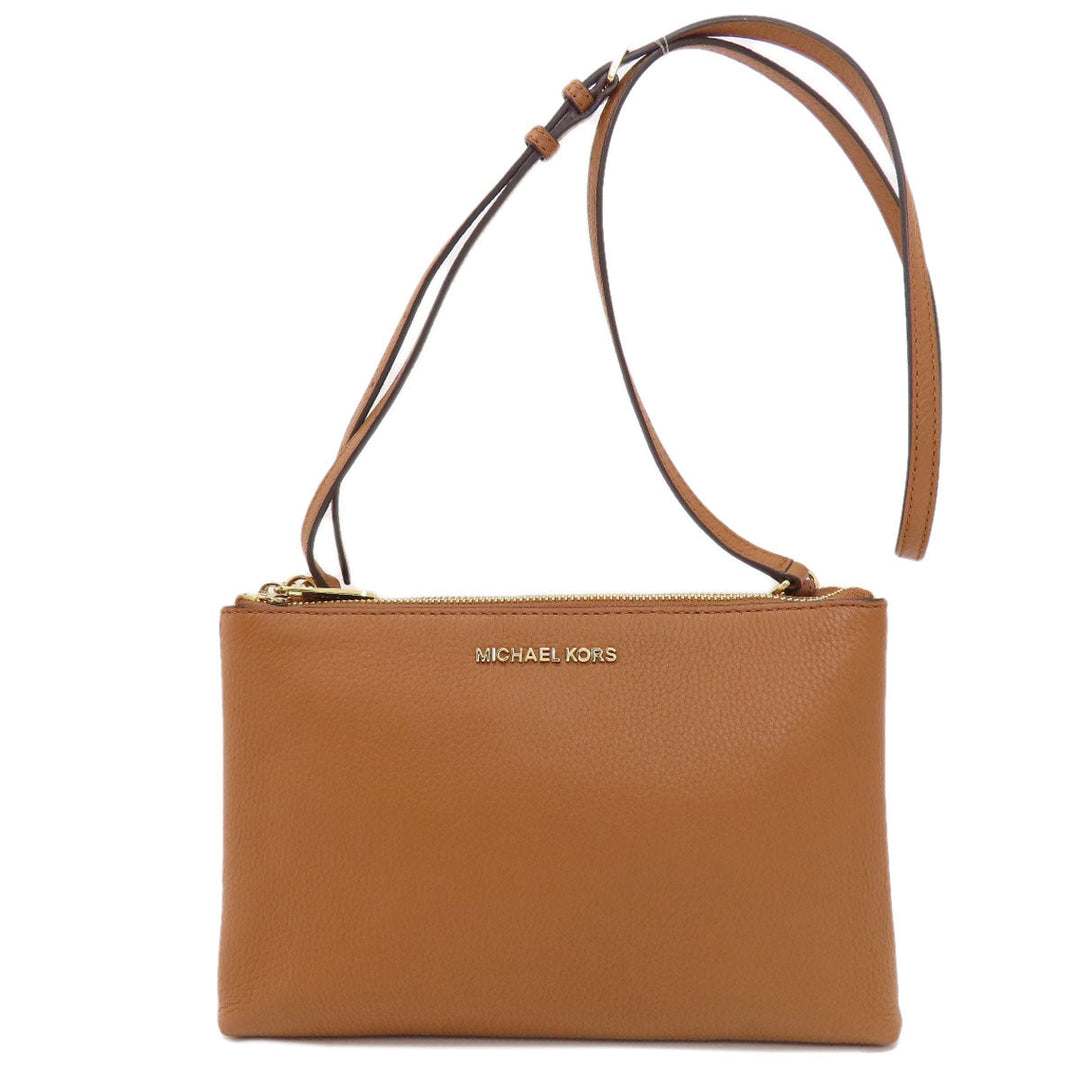MICHAEL KORS Shoulder Bag Leather, PVC Brown logoMetal MK Signature Women Used Authentic