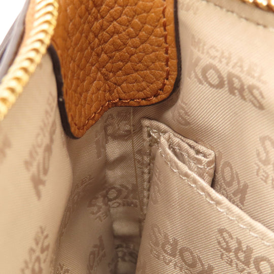 MICHAEL KORS Shoulder Bag Leather, PVC Brown logoMetal MK Signature Women Used Authentic
