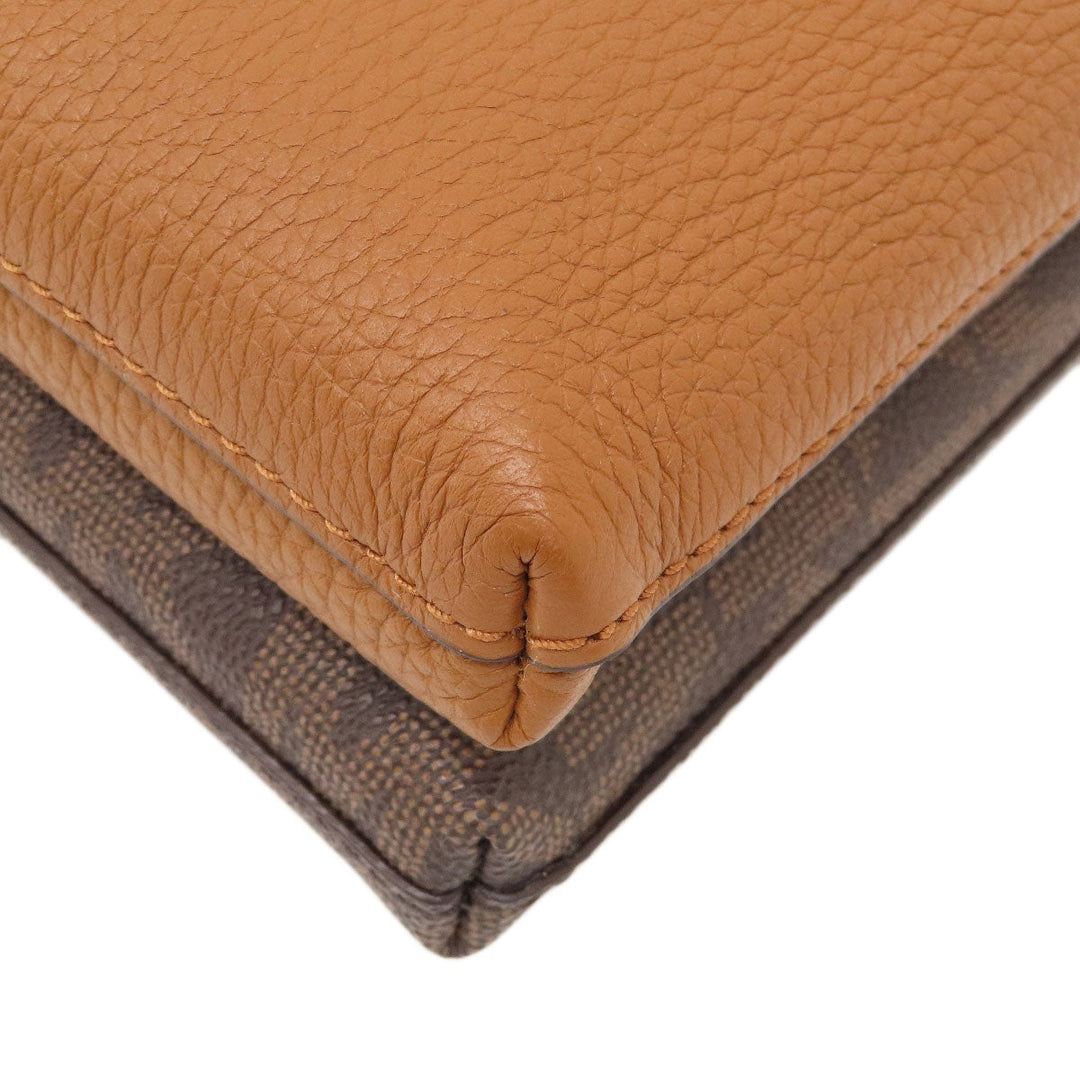 MICHAEL KORS Shoulder Bag Leather, PVC Brown logoMetal MK Signature Women Used Authentic