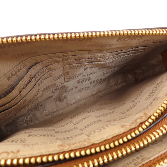 MICHAEL KORS Shoulder Bag Leather, PVC Brown logoMetal MK Signature Women Used Authentic