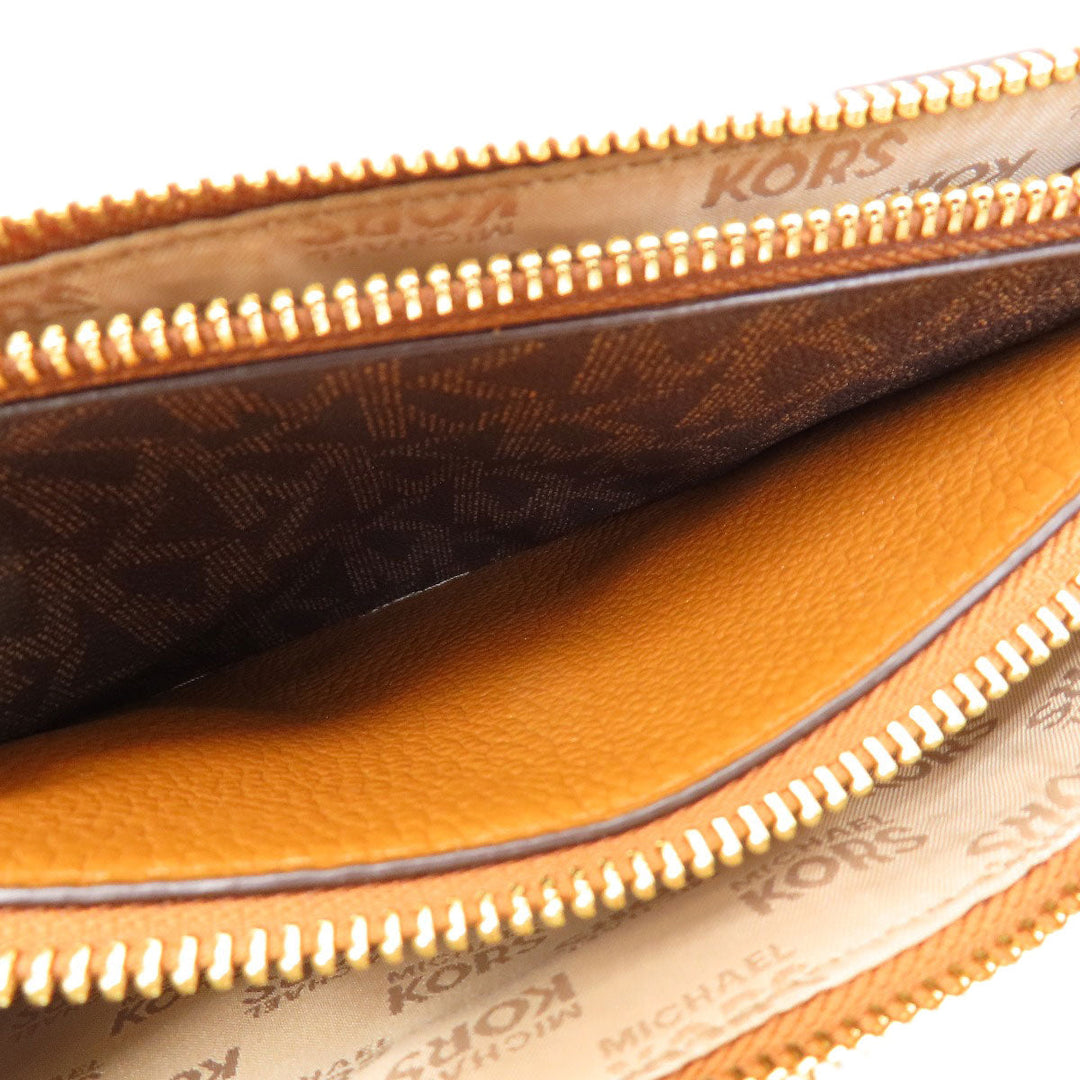 MICHAEL KORS Shoulder Bag Leather, PVC Brown logoMetal MK Signature Women Used Authentic