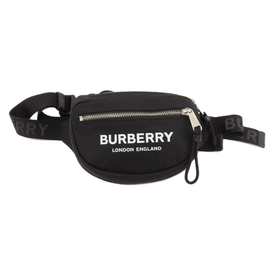 BURBERRY Hip bag Nylon black logo Women Used Authentic