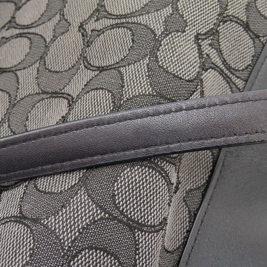 COACH Tote Bag F57612 canvas black Signature Women Used Authentic
