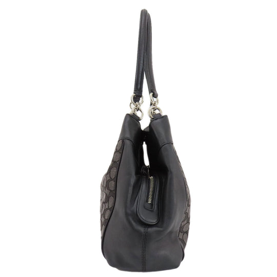 COACH Tote Bag F57612 canvas black Signature Women Used Authentic