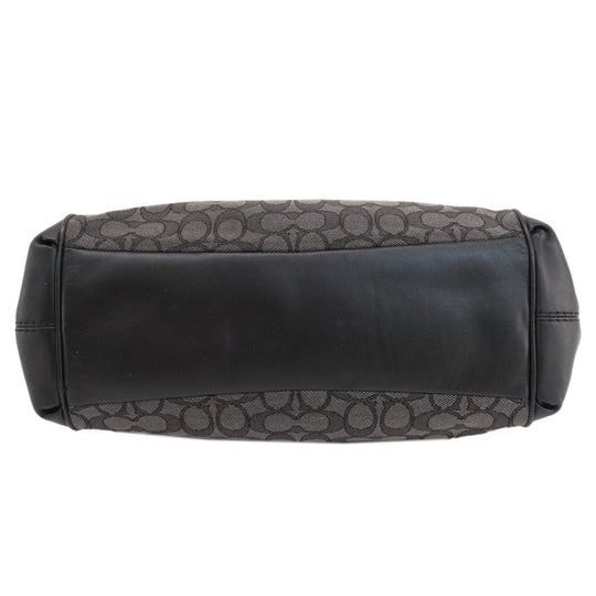 COACH Tote Bag F57612 canvas black Signature Women Used Authentic