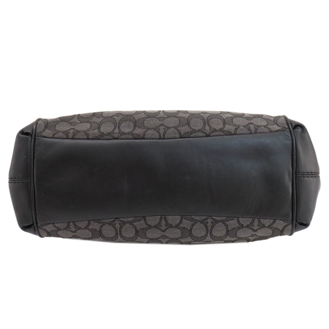 COACH Tote Bag F57612 canvas black Signature Women Used Authentic