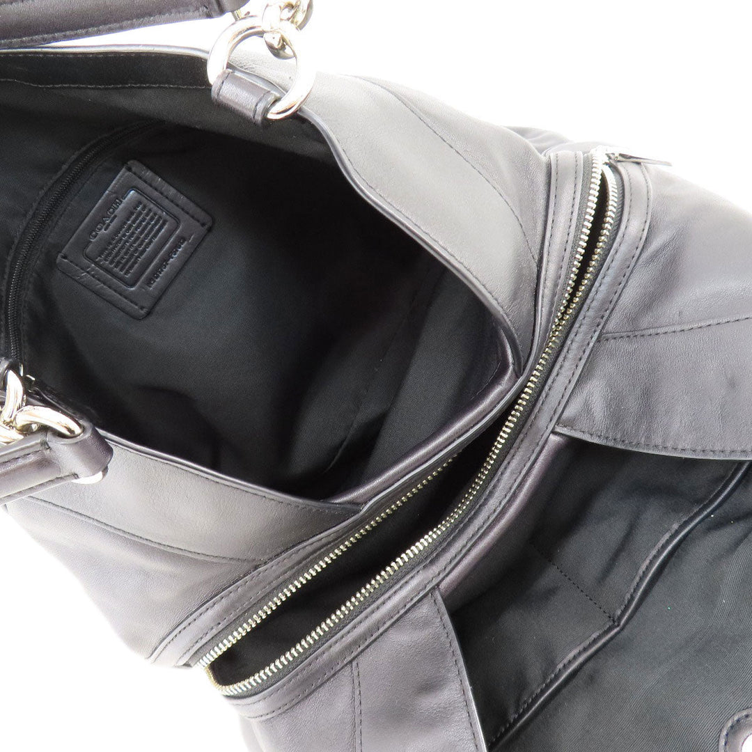 COACH Tote Bag F57612 canvas black Signature Women Used Authentic