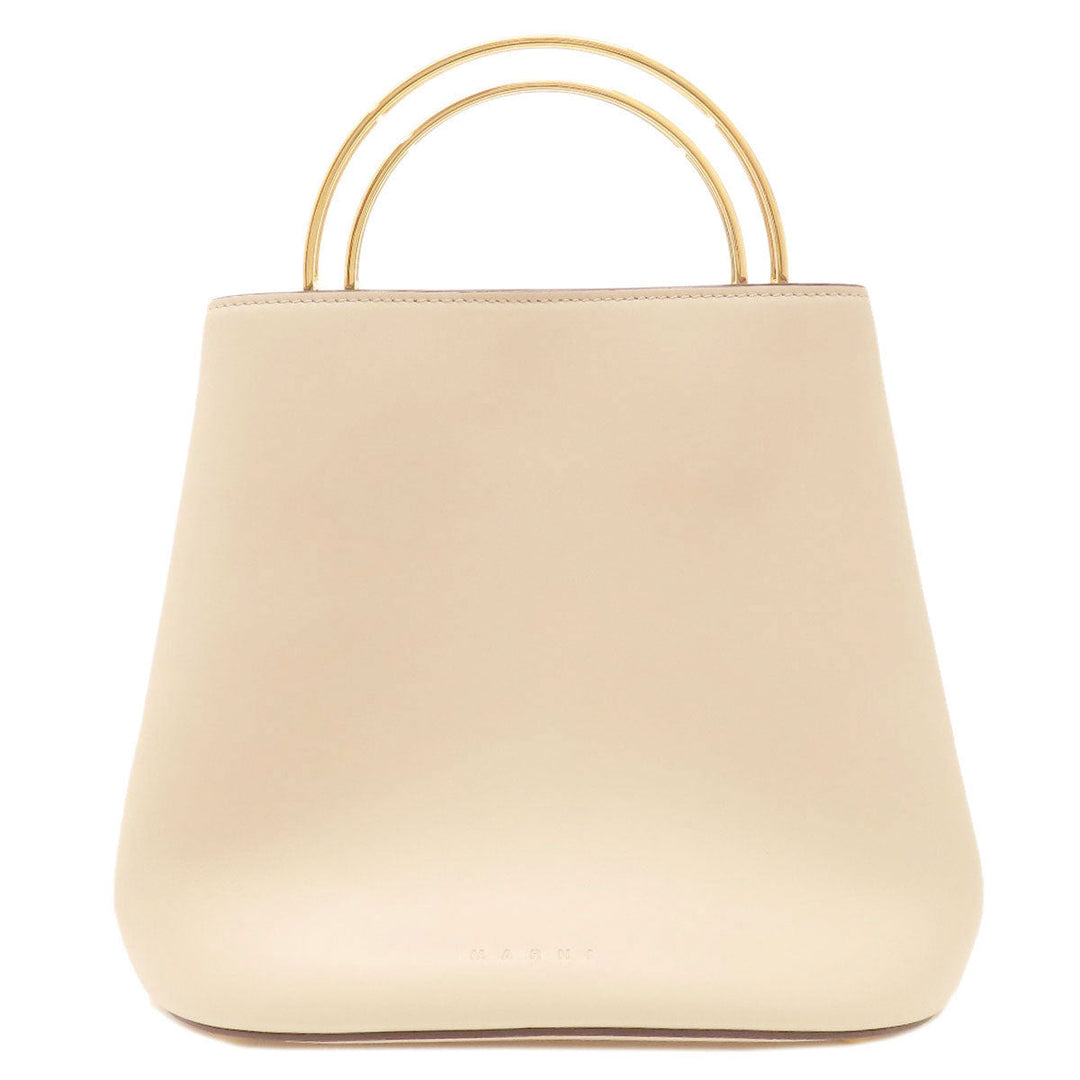 MARNI Handbag leather beige logo