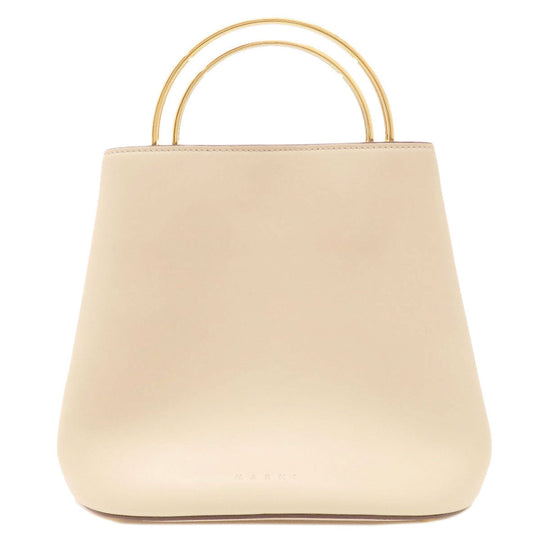 MARNI Handbag leather beige logo