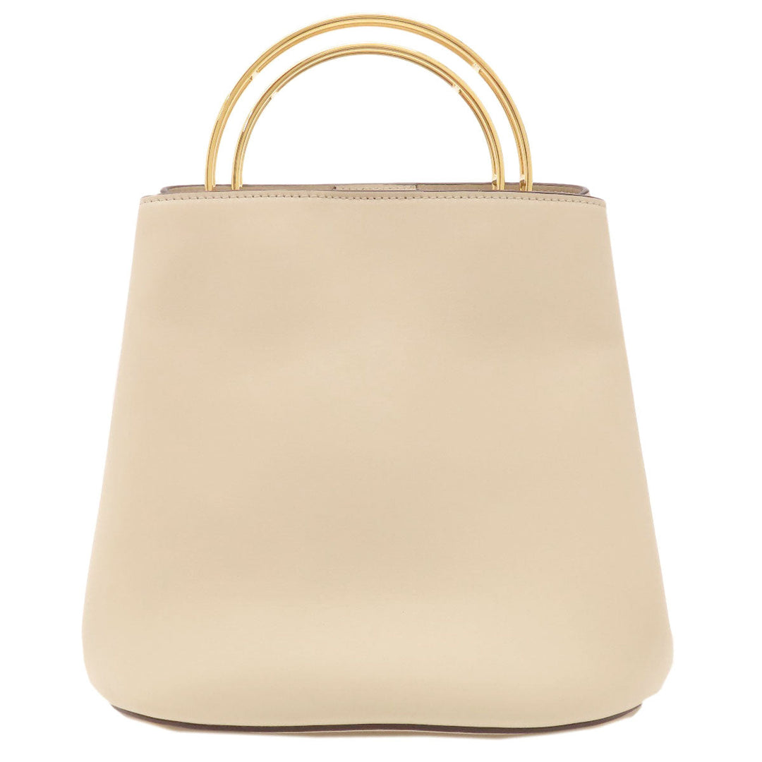 MARNI Handbag leather beige logo