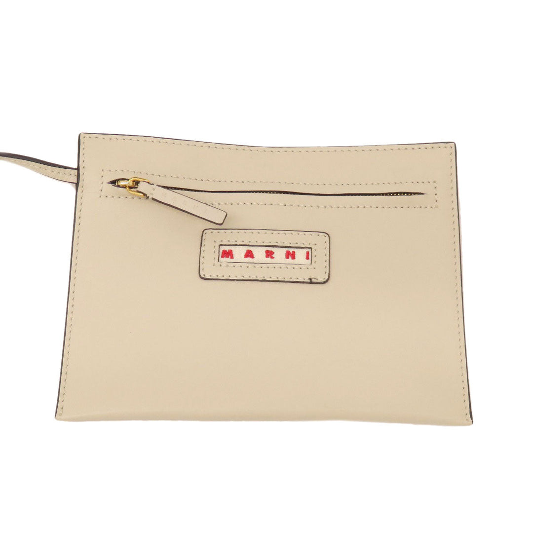 MARNI Handbag leather beige logo