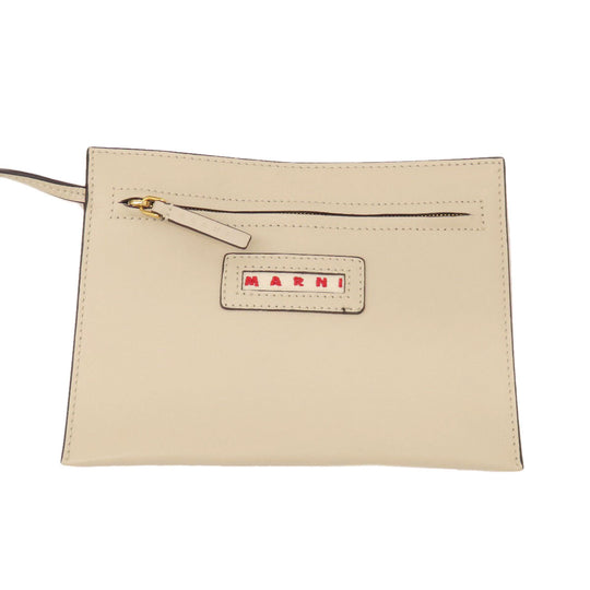 MARNI Handbag leather beige logo