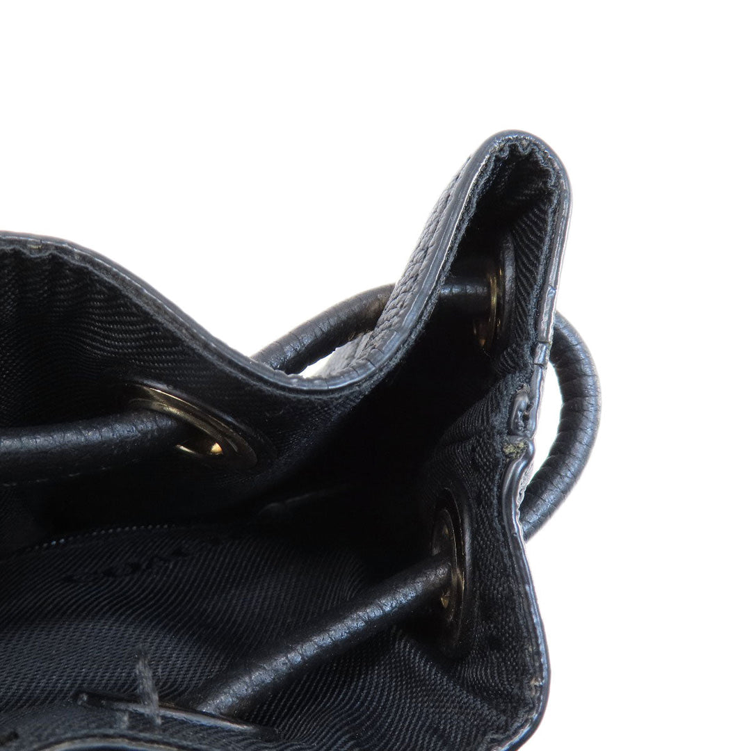 COACH Backpack 37581 leather black logoMetal Women Used Authentic