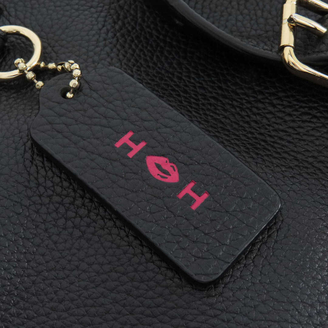 COACH Backpack 37581 leather black logoMetal Women Used Authentic