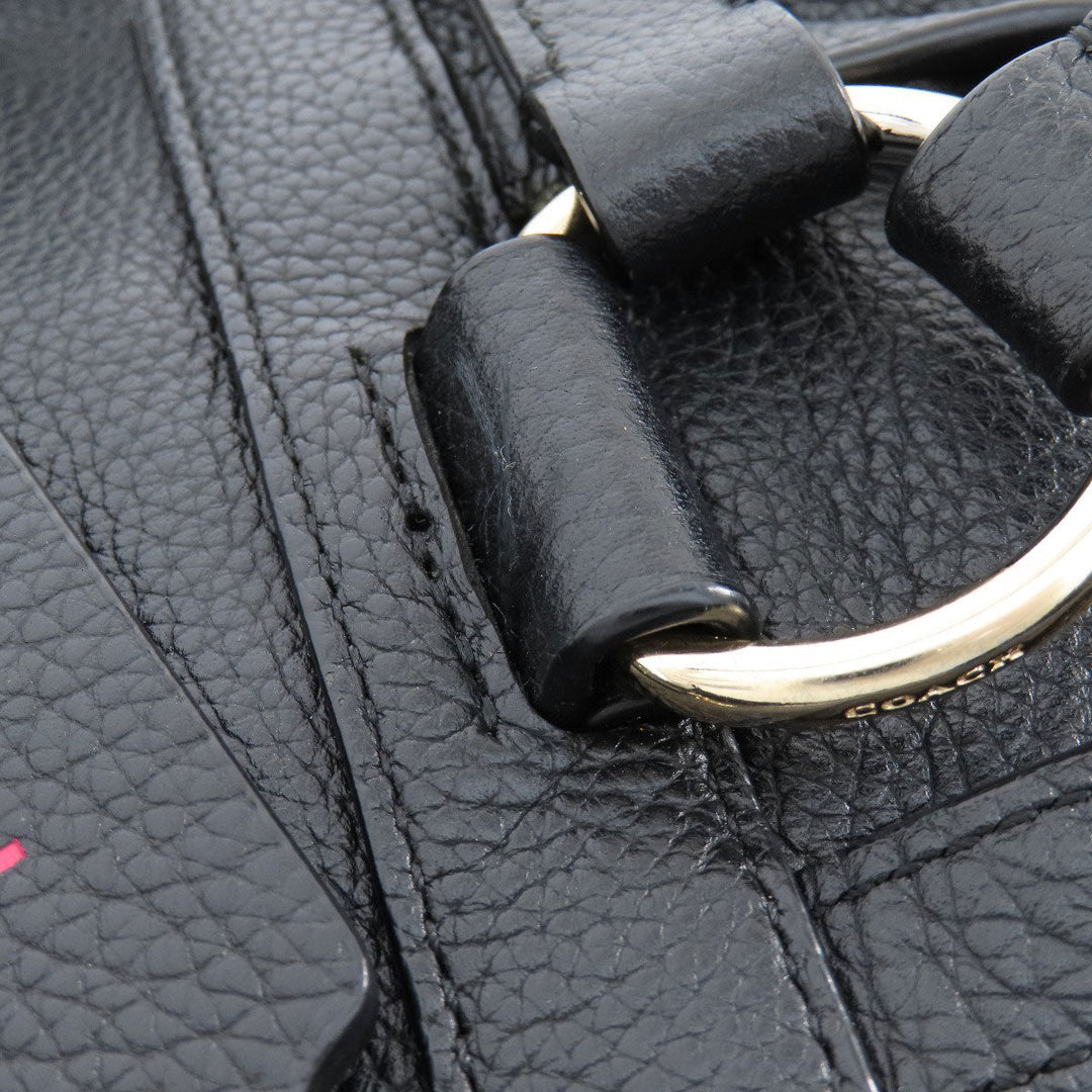 COACH Backpack 37581 leather black logoMetal Women Used Authentic