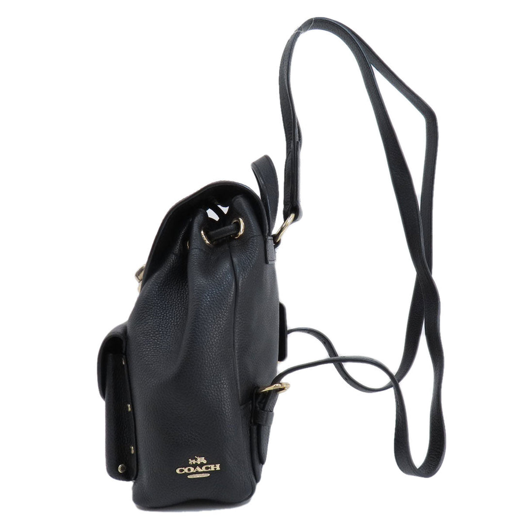 COACH Backpack 37581 leather black logoMetal Women Used Authentic