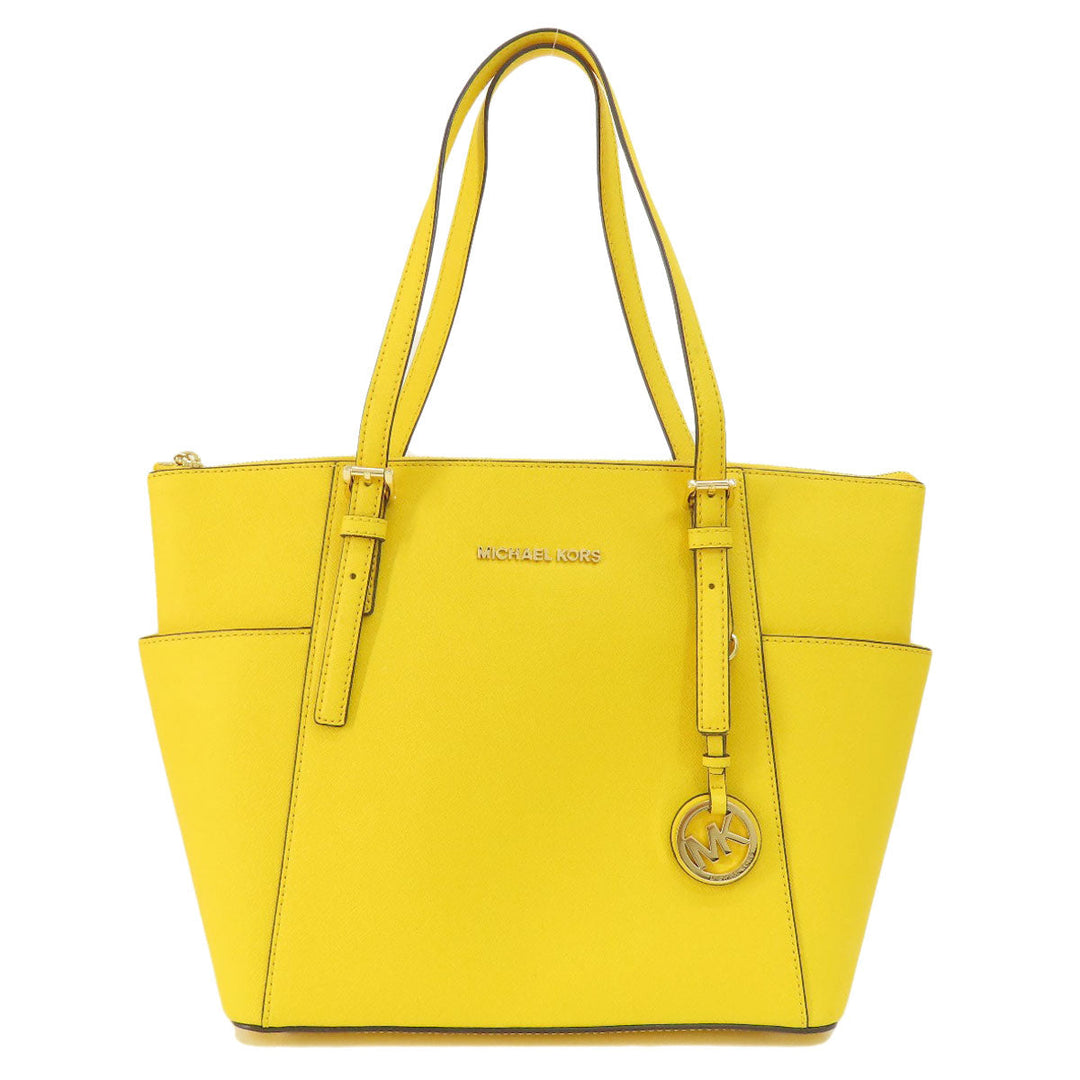 MICHAEL KORS Tote Bag leather yellow logo Women Used Authentic