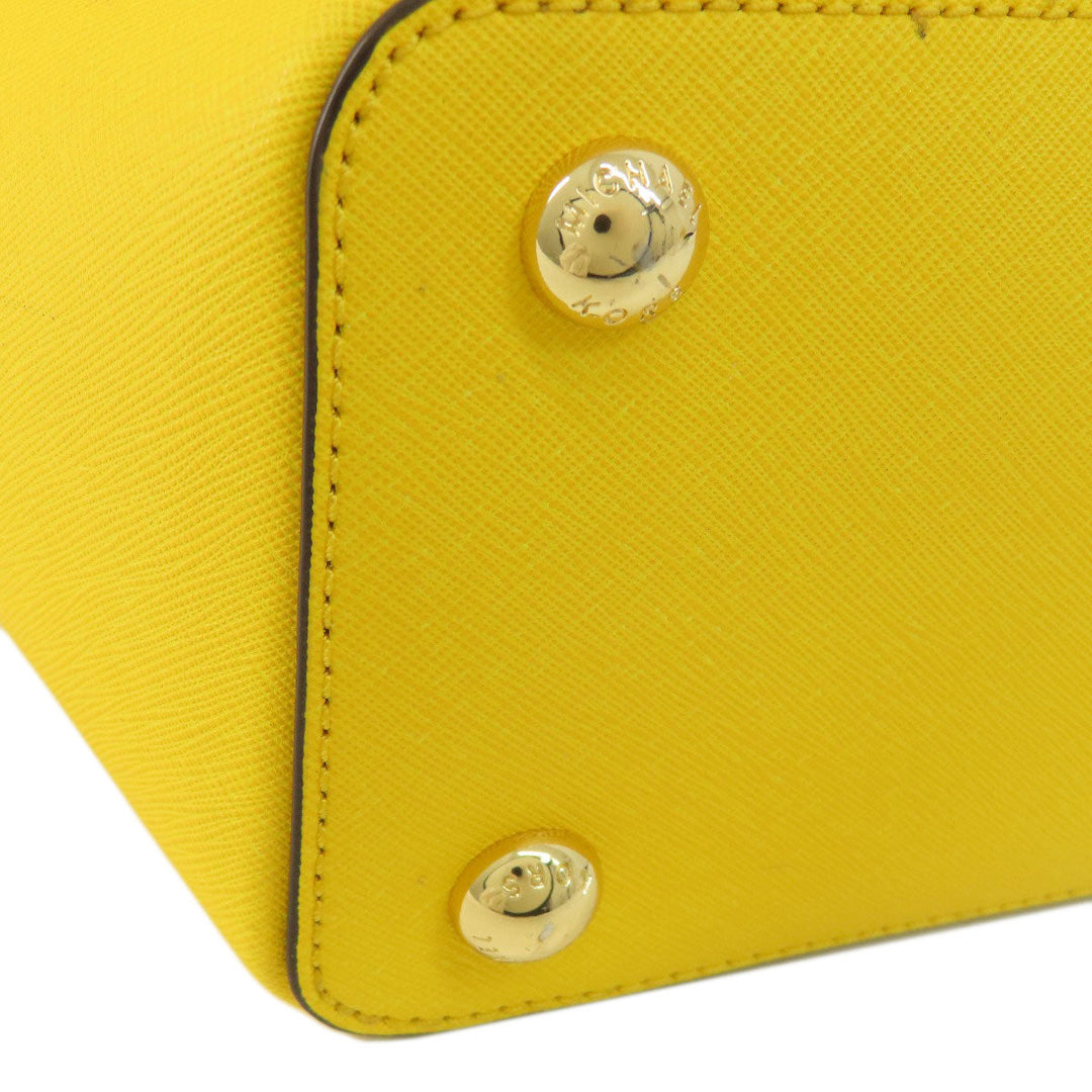 MICHAEL KORS Tote Bag leather yellow logo Women Used Authentic