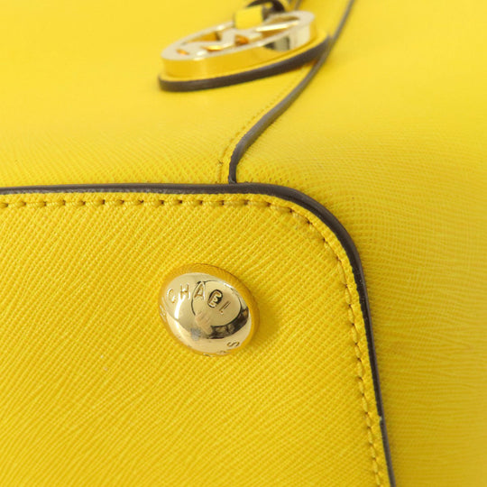 MICHAEL KORS Tote Bag leather yellow logo Women Used Authentic