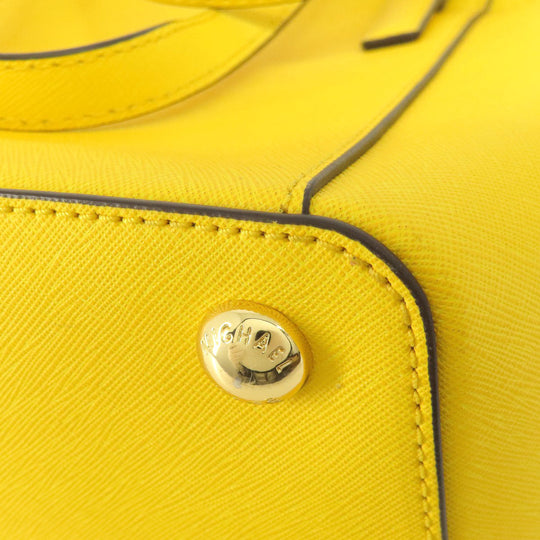 MICHAEL KORS Tote Bag leather yellow logo Women Used Authentic