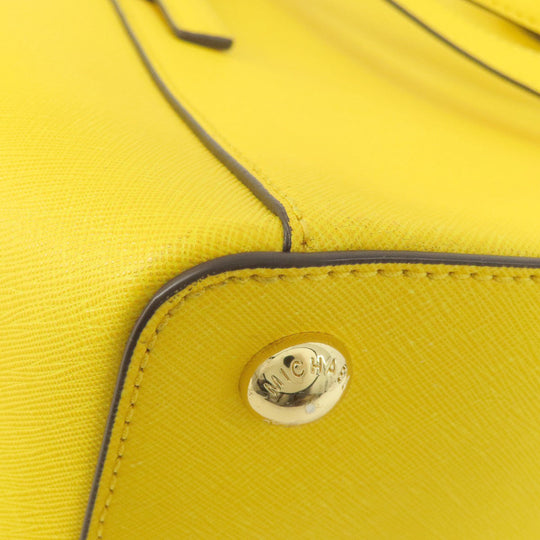 MICHAEL KORS Tote Bag leather yellow logo Women Used Authentic