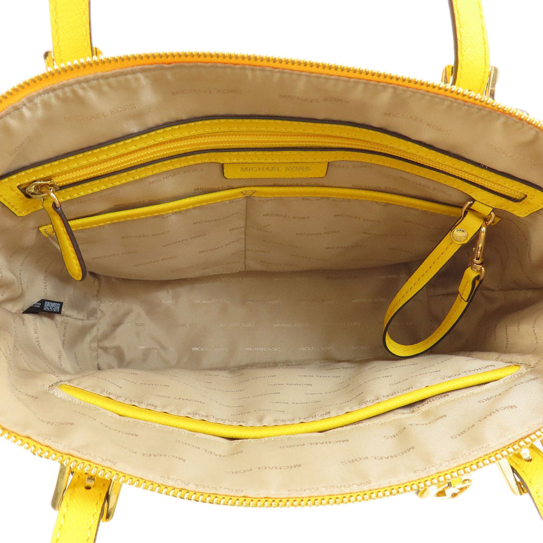 MICHAEL KORS Tote Bag leather yellow logo Women Used Authentic