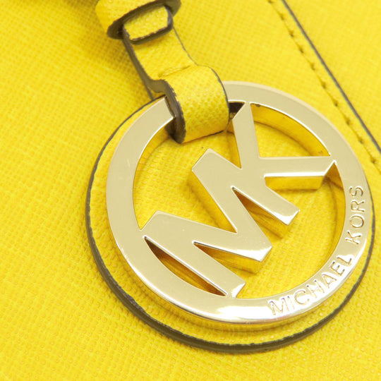 MICHAEL KORS Tote Bag leather yellow logo Women Used Authentic