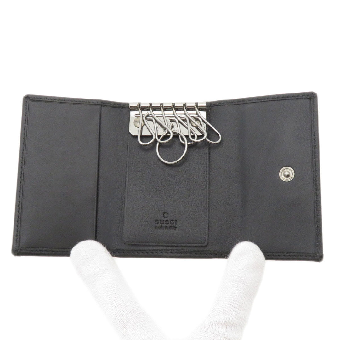 GUCCI Key case Key holder  92749 Calfskin black Logo motif mens Used Authentic