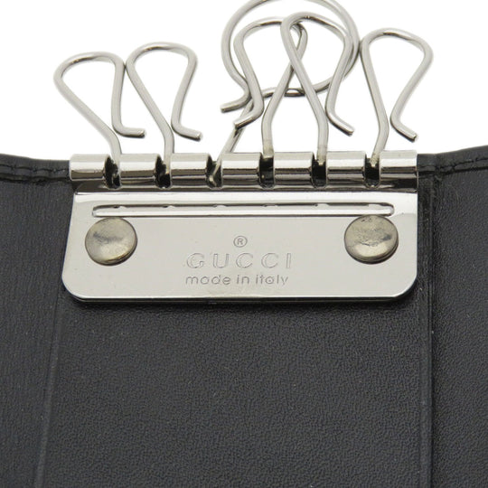 GUCCI Key case Key holder  92749 Calfskin black Logo motif mens Used Authentic