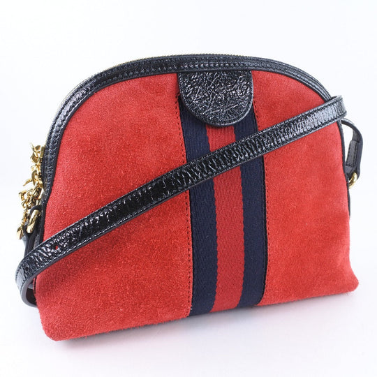 GUCCI Shoulder Bag 499621 Suede, Leather Red Ofidia Women Used Authentic