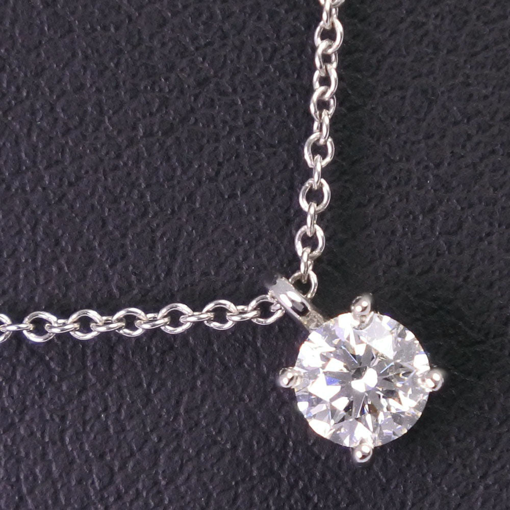 TIFFANY&Co. Necklace Pt950Platinum, Diamond Silver 0.3ct Solitaire Women Used Authentic
