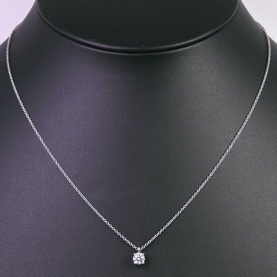 TIFFANY&Co. Necklace Pt950Platinum, Diamond Silver 0.3ct Solitaire Women Used Authentic