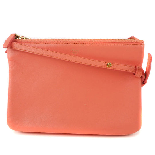 CELINE Shoulder Bag 165113ETA lambskin Coral pink Trios Mall Women Used Authentic