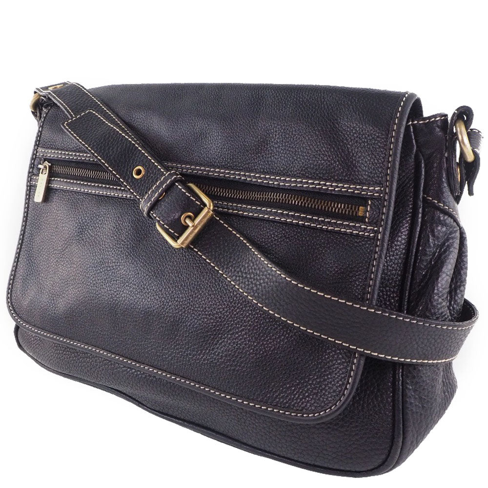 CELINE Shoulder Bag Calfskin black Women Used Authentic