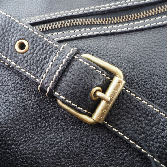 CELINE Shoulder Bag Calfskin black Women Used Authentic