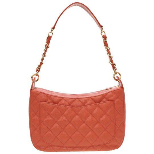CHANEL Shoulder Bag Caviar skin salmon pink Chain One Shoulder Bag Women Used Authentic