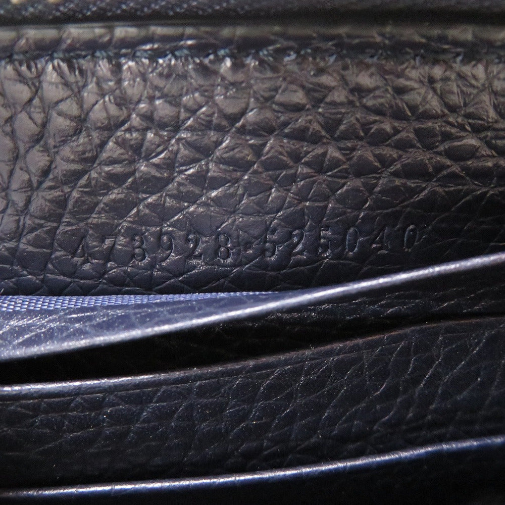 GUCCI Long Wallet Purse 473928 leather Navy Zip Around Women(Unisex) Used Authentic