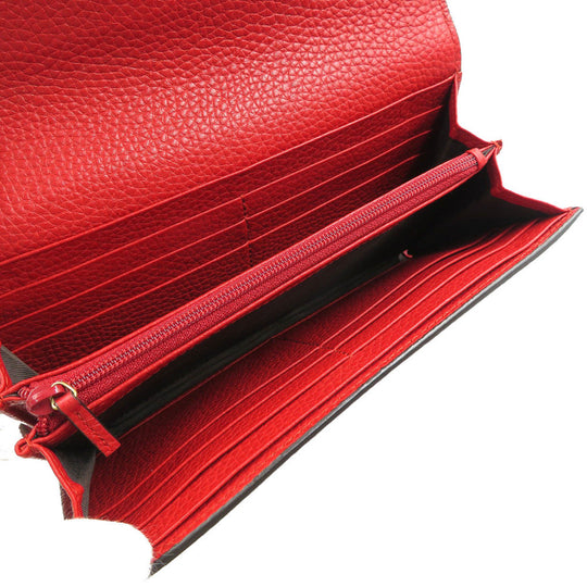 GUCCI Long Wallet Purse 453164 leather Red Animalier Continental Wallet Women Used Authentic