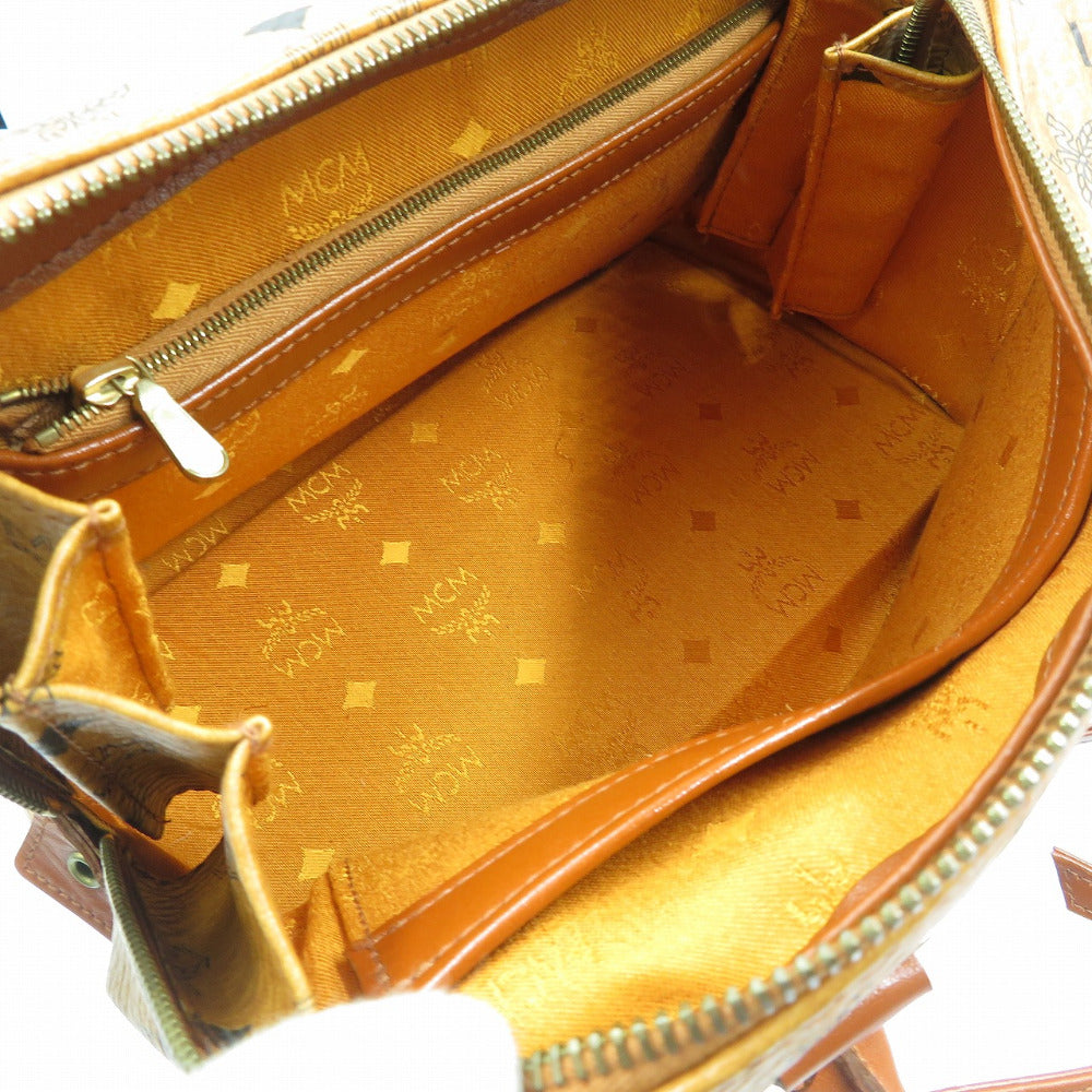 MCM Handbag PVC Brown Monogram Pattern logo MCM Women Used Authentic